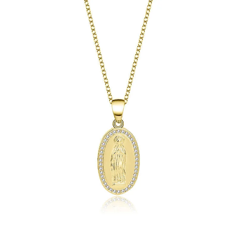 Stunning necklaces and pendants with turquoise and gold for a vibrant, earthy look-Gold Plated Sterling Silver Virgin Mary Lady of Guadalupe Virgencita Necklace