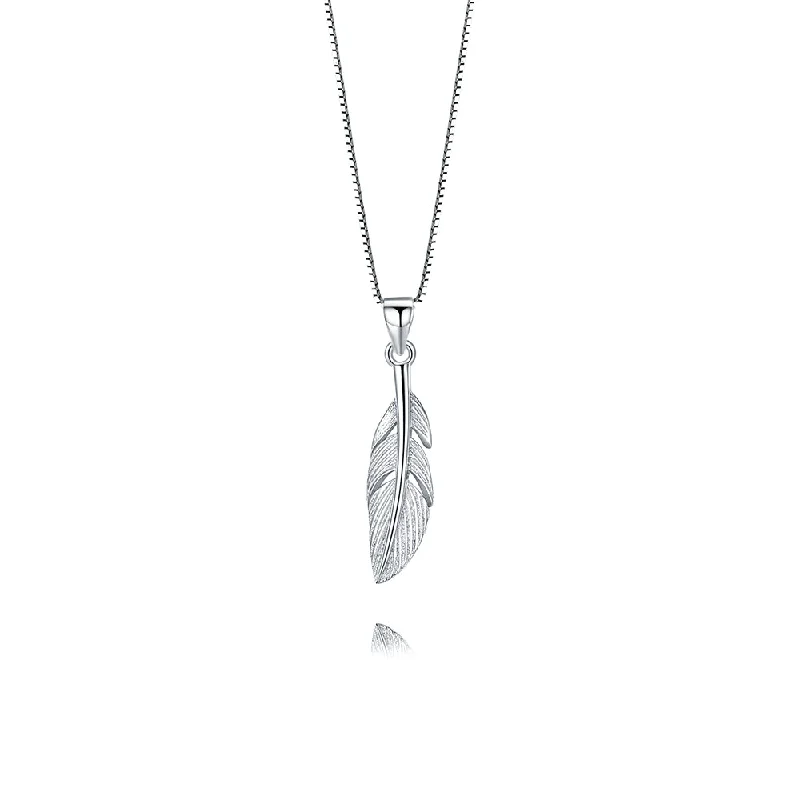 Elegant necklaces and pendants with diamond accents for added sparkle-Sterling Silver Mystery Feather Necklace