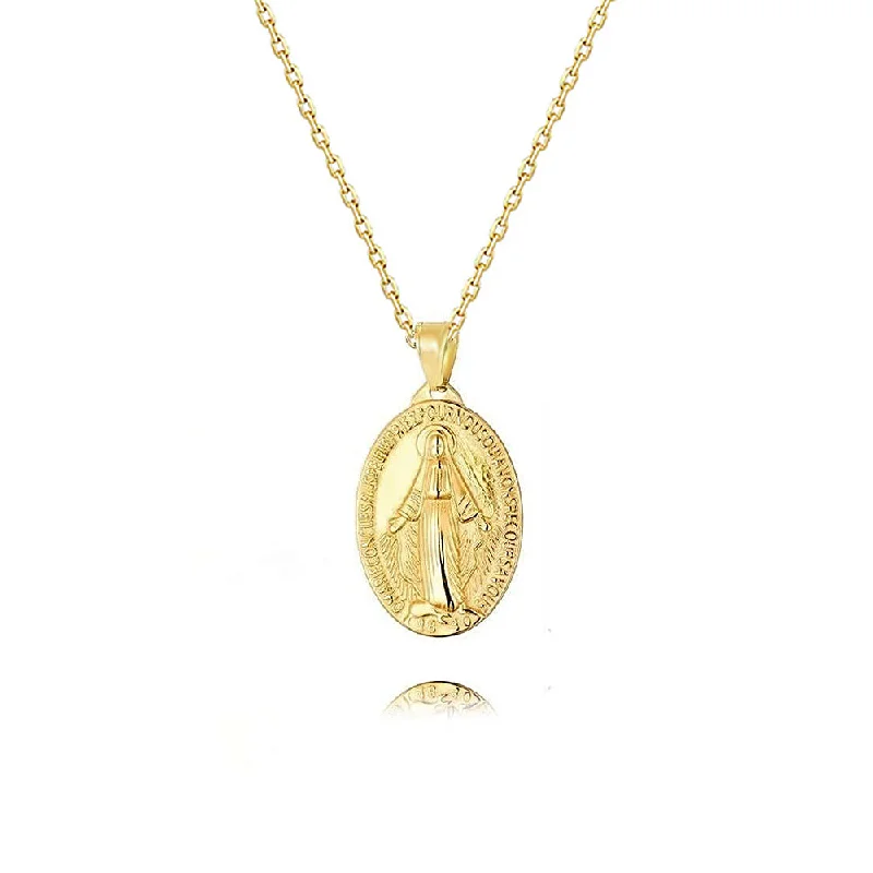 Best necklaces and pendants with turquoise stones for a vibrant boho-chic look-Religious Virgin Mary Coin Virgencita Necklace