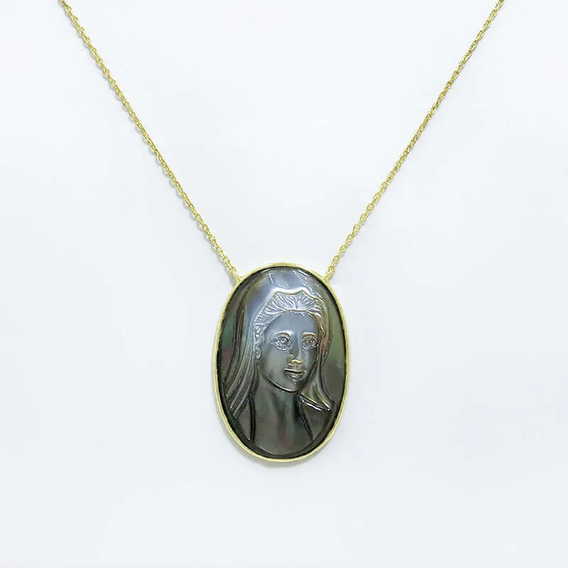 Unique necklaces and pendants with artistic shapes for a creative, one-of-a-kind design-S925 Virgin Mary Natural Shell Virgencita Necklace