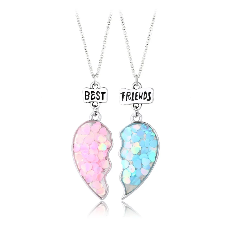 Best necklaces and pendants with infinity hearts for a romantic, eternal symbol-Split Heart Children Friendship Pendant BFF Necklaces