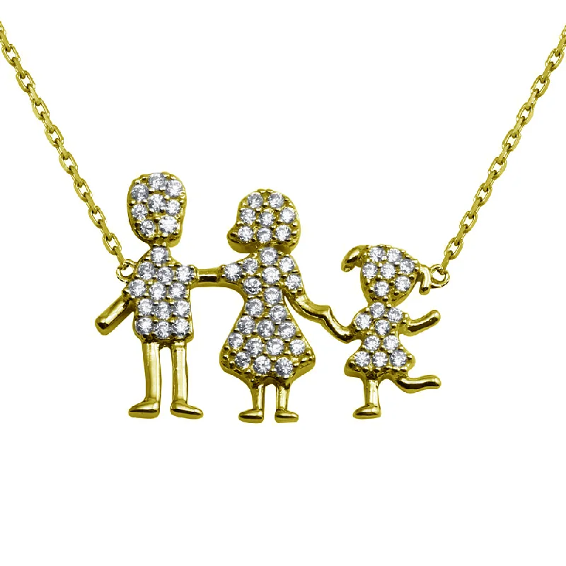 Necklaces and pendants with star-shaped designs for a whimsical, celestial touch-Gold Plated 925 Sterling Silver Daughter and Parents Family Necklace - GMN00081GP