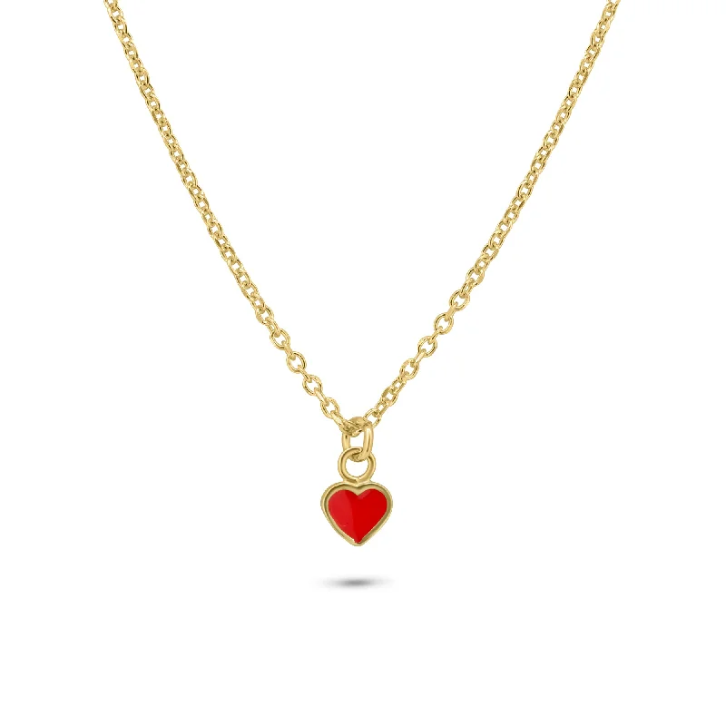 Elegant necklaces and pendants with infinity symbols for timeless designs-Gold Plated 925 Sterling Silver Rolo Adjustable Enamel Red Heart Necklace - ITN00169-GP