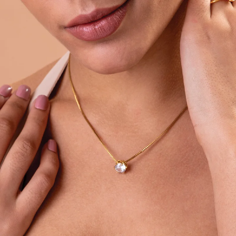 Beautiful necklaces and pendants with moonstone for an ethereal, mystical appearance-Round Solitaire Necklace