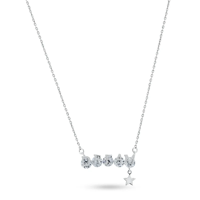 Necklaces and pendants with infinity love symbols for an eternal, romantic gesture-Rhodium Plated 925 Sterling Silver CZ Dream Necklace - GMN00206