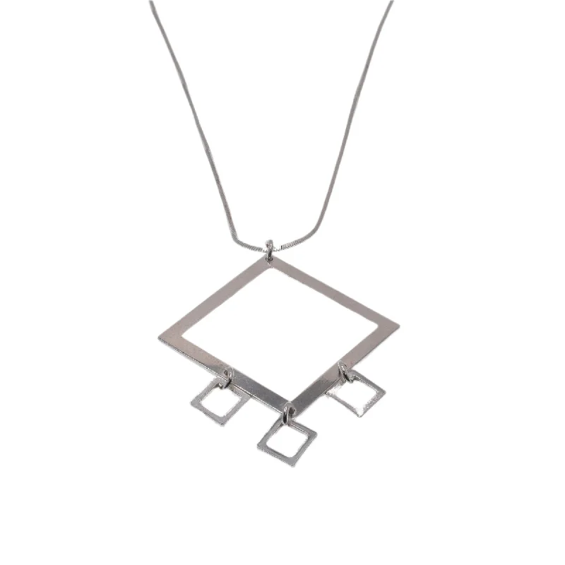 Necklaces and pendants with infinity love symbols for an eternal, romantic gesture-High Polish 925 Sterling Silver Multi Square Dangle Necklace- SPN00016