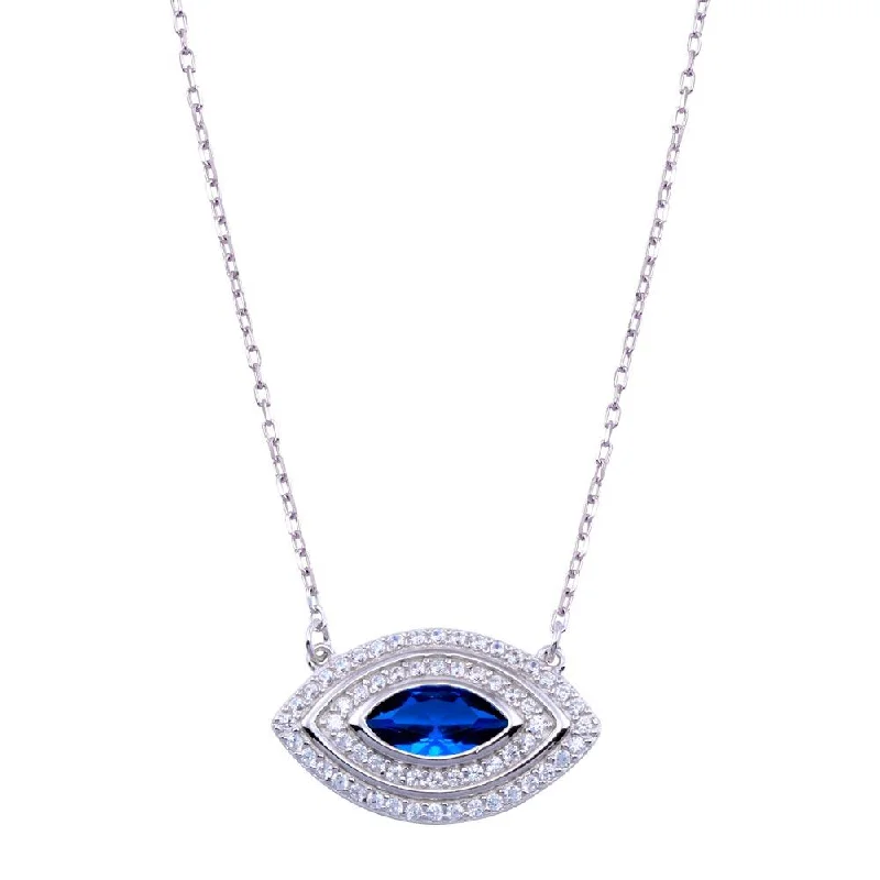 Best necklaces and pendants with vintage lockets for a nostalgic, sentimental look-Rhodium Plated 925 Sterling Silver Evil Eye CZ Necklace - BGP01424