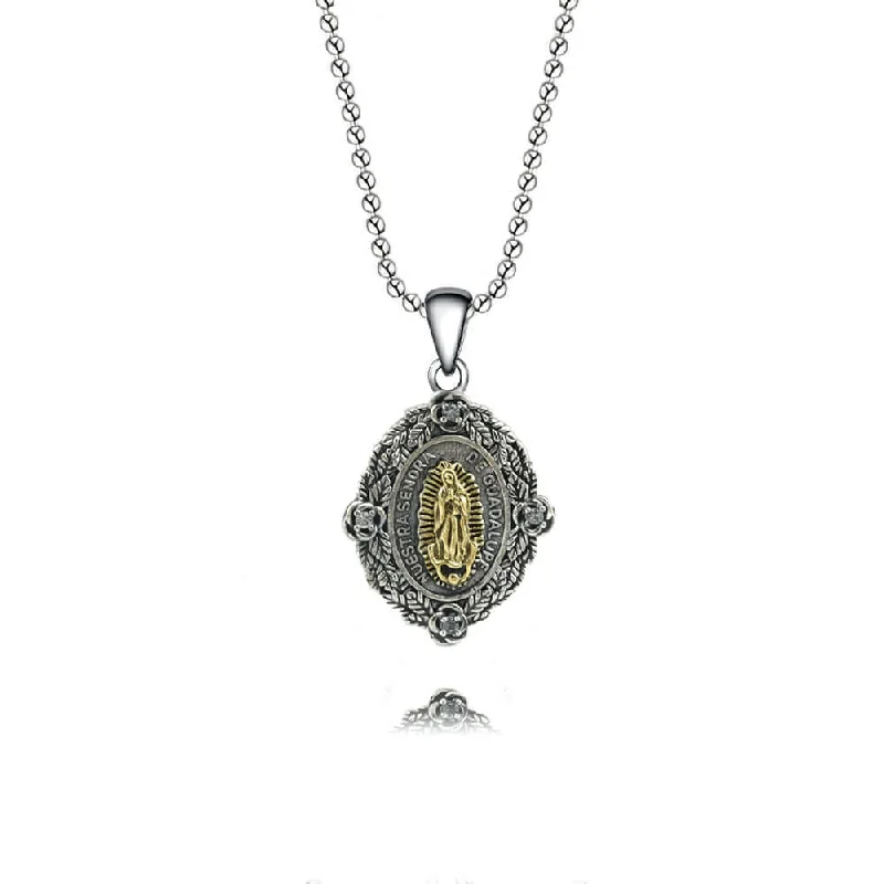 Elegant necklaces and pendants with infinity symbols for timeless designs-925 Sterling Silver Virgin Mary Reversible Pendant Virgencita Necklace