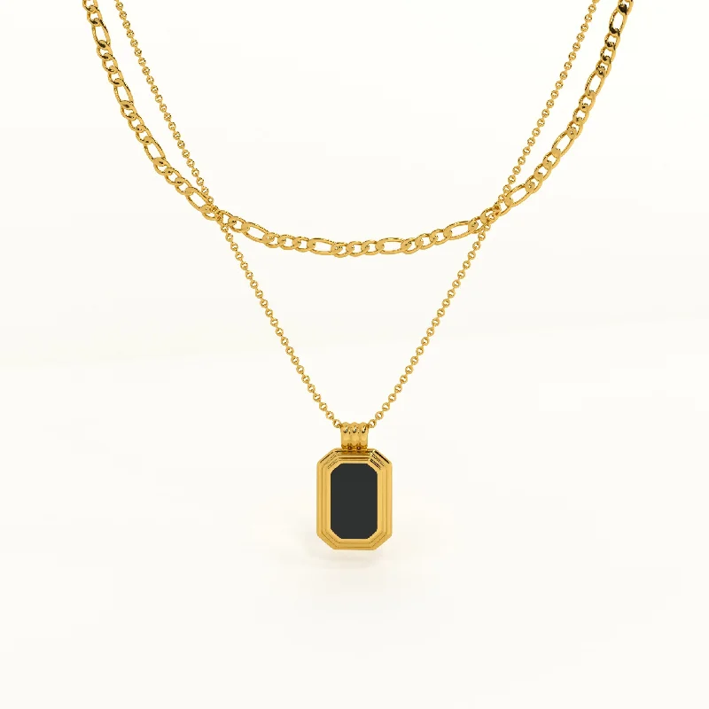 Best necklaces and pendants with opal gemstones for an iridescent glow-Black Onyx Two Layer Necklace