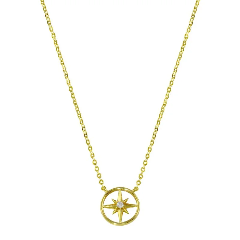 Best necklaces and pendants with heart-shaped designs for a romantic look-Gold Plated 925 Sterling Silver Northern Star Necklace - STP01774GP