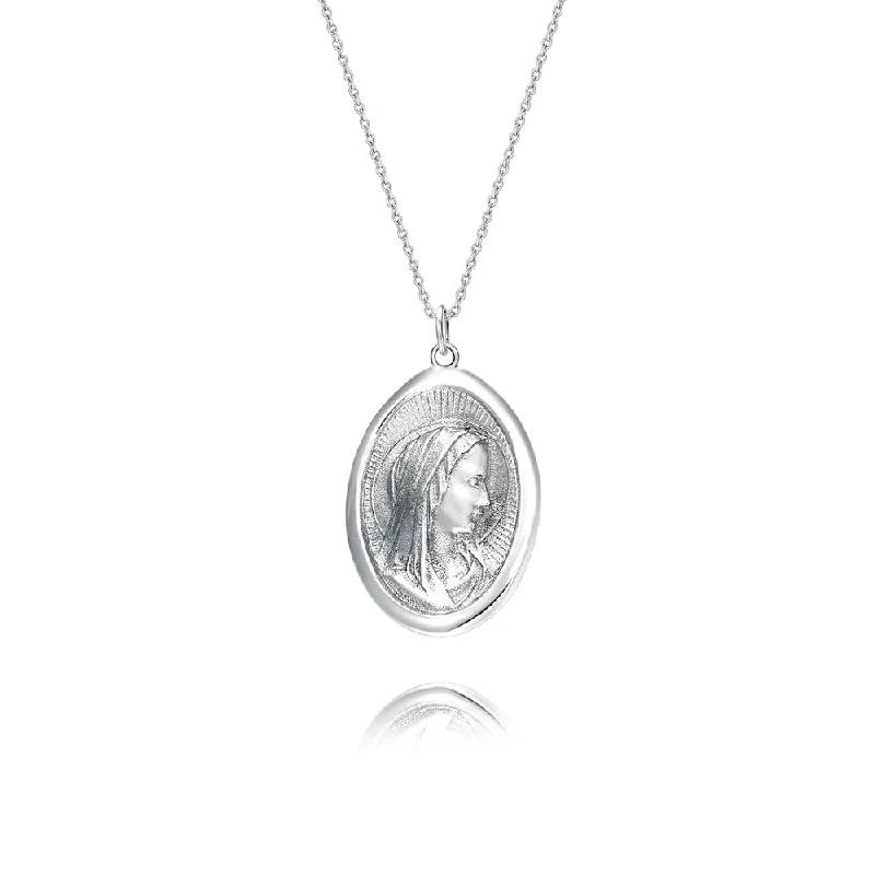 Necklaces and pendants with leaf-shaped designs for an earthy, organic feel-Trendolla Silver Virgin Mary Pendant Virgencita Necklace