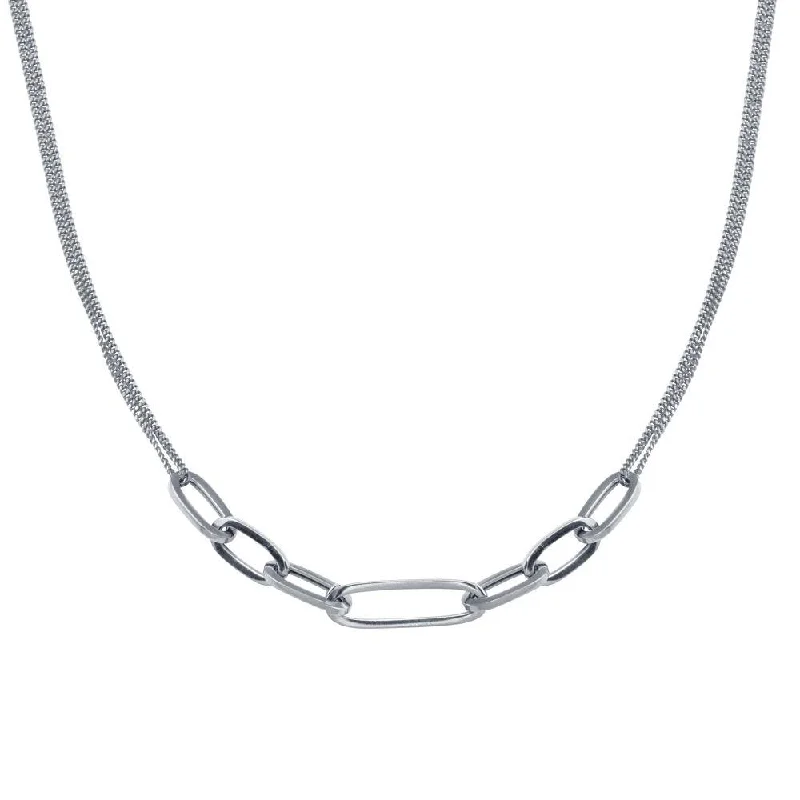 Necklaces and pendants with crescent moon designs for a celestial and mystical feel-Rhodium Plated 925 Sterling Silver  Cuban Paperclip Chain Necklace - ITN00151-RH