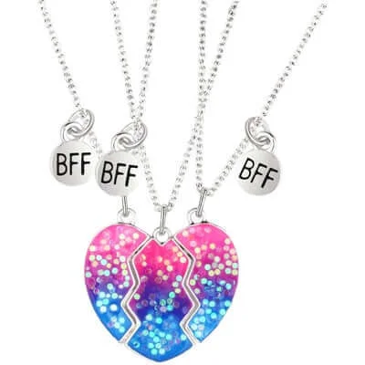 Fashionable necklaces and pendants with birthstones for a personalized gift idea-Cute Half Broken Heart Children Friendship Pendant BFF Necklaces