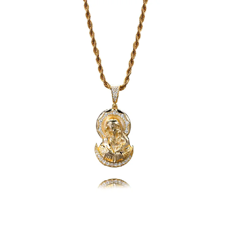 Best necklaces and pendants with emerald gemstones for a rich, sophisticated design-Micro Zirconia Gold & Silver Virgin Mary Virgencita Necklace