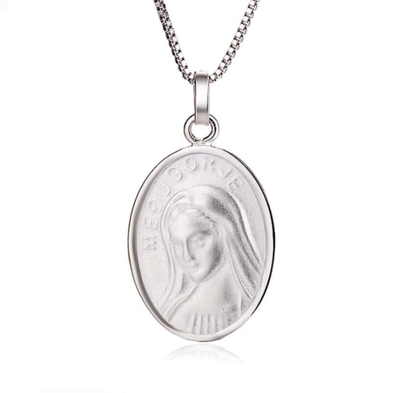 Stunning necklaces and pendants with ruby and diamond combinations for a luxurious effect-S925 Religious Relics Faith Good Luck Virgin Mary Virgencita Necklace