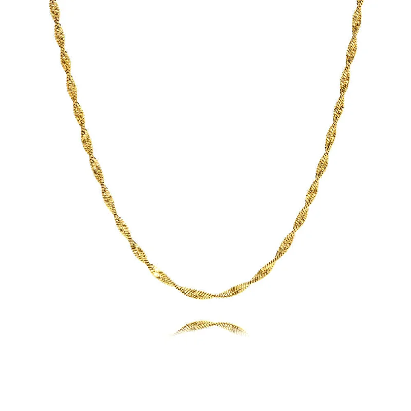 Beautiful necklaces and pendants with diamond-encrusted designs for maximum sparkle-Classic Twist Snake Bone 18K Gold Plated Chain Necklace