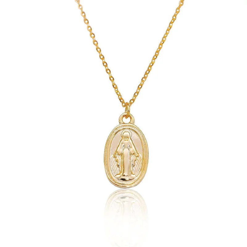 Necklaces and pendants with star-shaped designs for a whimsical, celestial touch-Gold Plated Sterling Silver Virgin Mary Lady of Guadalupe Virgencita Necklace