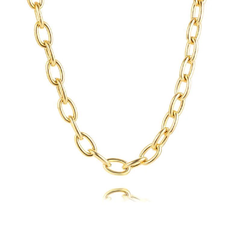 Stylish necklaces and pendants with diamonds for a glamorous and elegant look-18K Gold Plated No-tarnish Medical Grade Titanium Metallic Style Chain Necklace & Bracelet