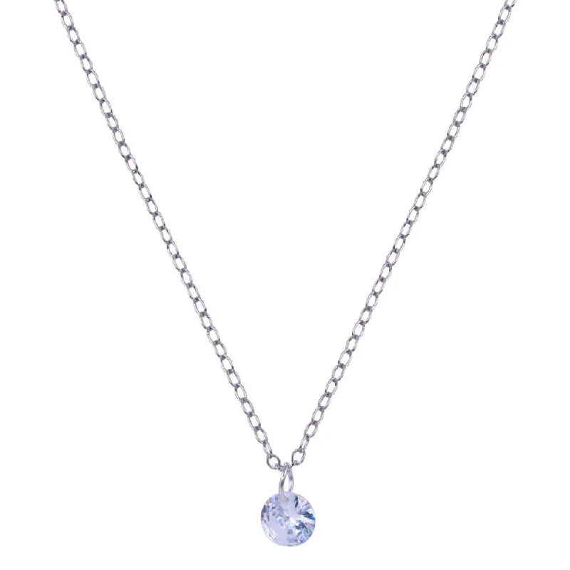 Beautiful necklaces and pendants with layered chains for a fashionable, chic look-Rhodium Plated 925 Sterling Silver Diamond Cut Clear CZ Necklace - BGP01429