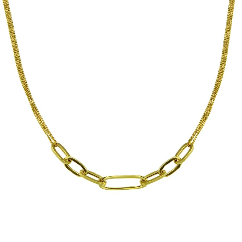 Beautiful necklaces and pendants with layered chains for a fashionable, chic look-Gold Plated 925 Sterling Silver  Cuban Paperclip Chain Necklace - ITN00151-GP