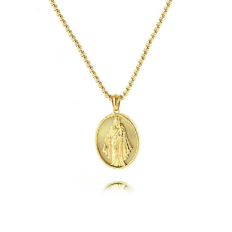 Personalized necklaces and pendants with initials for a customized and meaningful gift-18K Gold Plated Virgin Mary Pearl Chain Virgencita Necklace