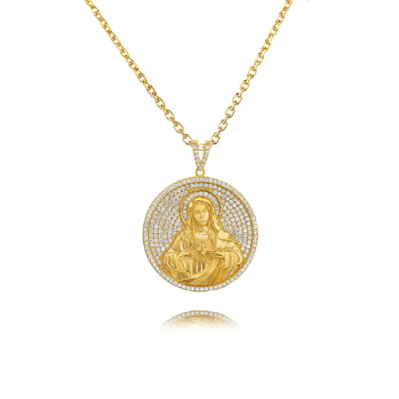 Best necklaces and pendants with vintage lockets for a nostalgic, sentimental look-Round Virgin Mary Medal Micro-pavé Virgencita Necklace