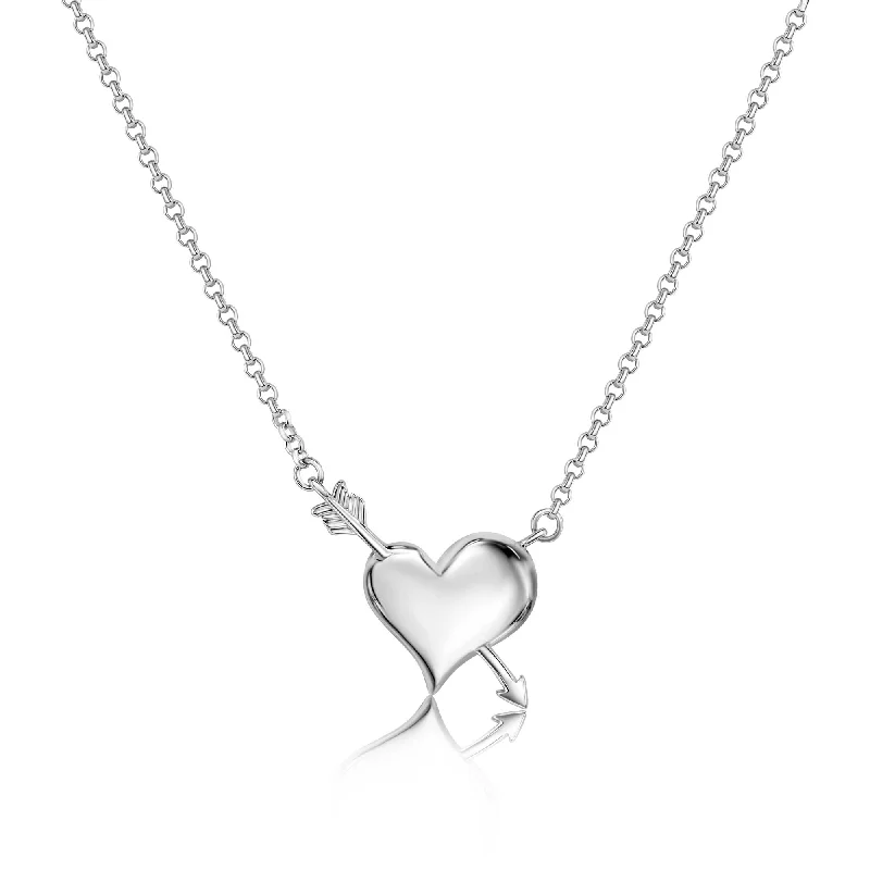 Best necklaces and pendants with minimalist pendants for a sleek, understated look-Rhodium Plated 925 Sterling Silver Valentine Heart Necklace Pendant - SOP00182