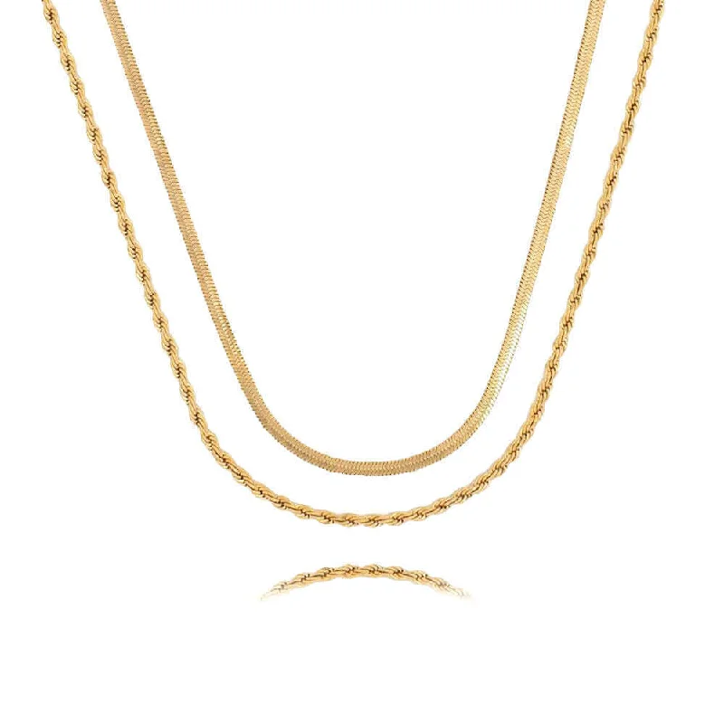 Best necklaces and pendants with infinity hearts for a romantic, eternal symbol-18K Gold Plated Double Layer Twists Snake Bone Chain Necklace