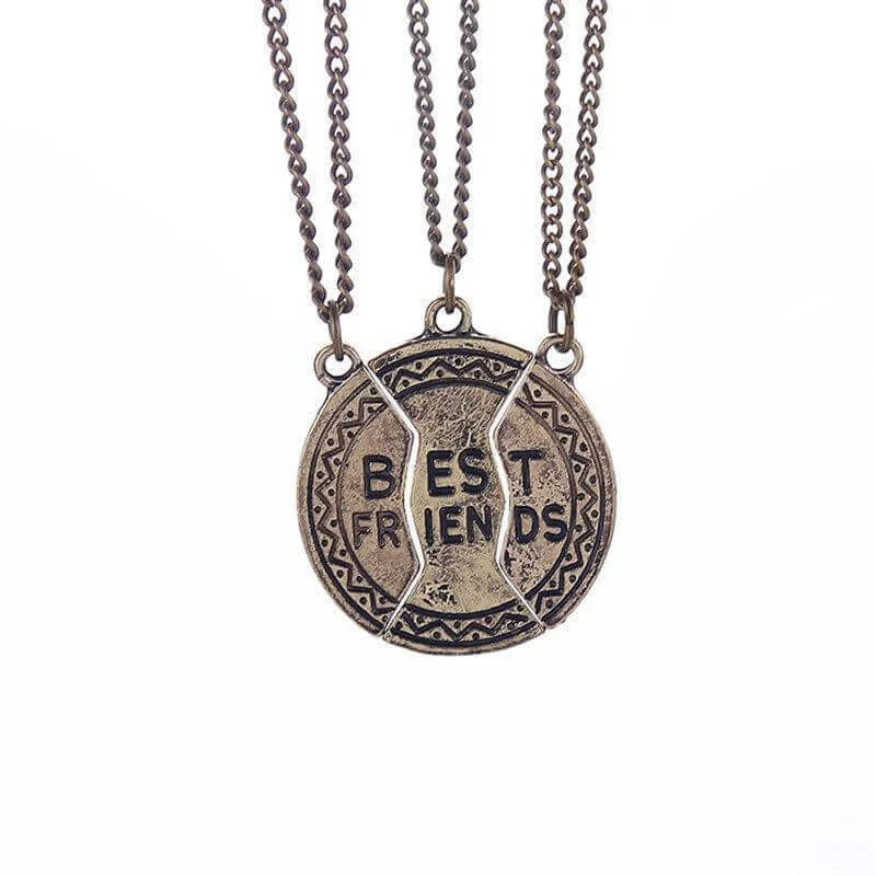 Elegant necklaces and pendants with gold chains for a chic, timeless appearance-Combo of Three Best Friends Forever Pendant Necklaces