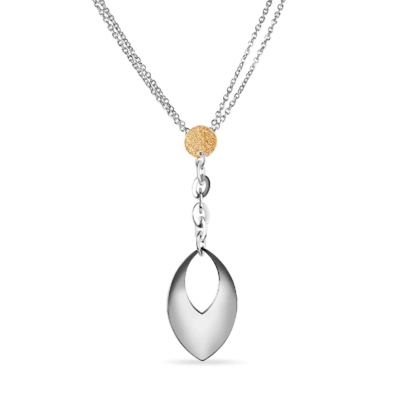 Beautiful necklaces and pendants with moonstone for an ethereal, mystical appearance-Silver 925 Rhodium and Gold Plated Dangling Teardrop Necklace - STP00447