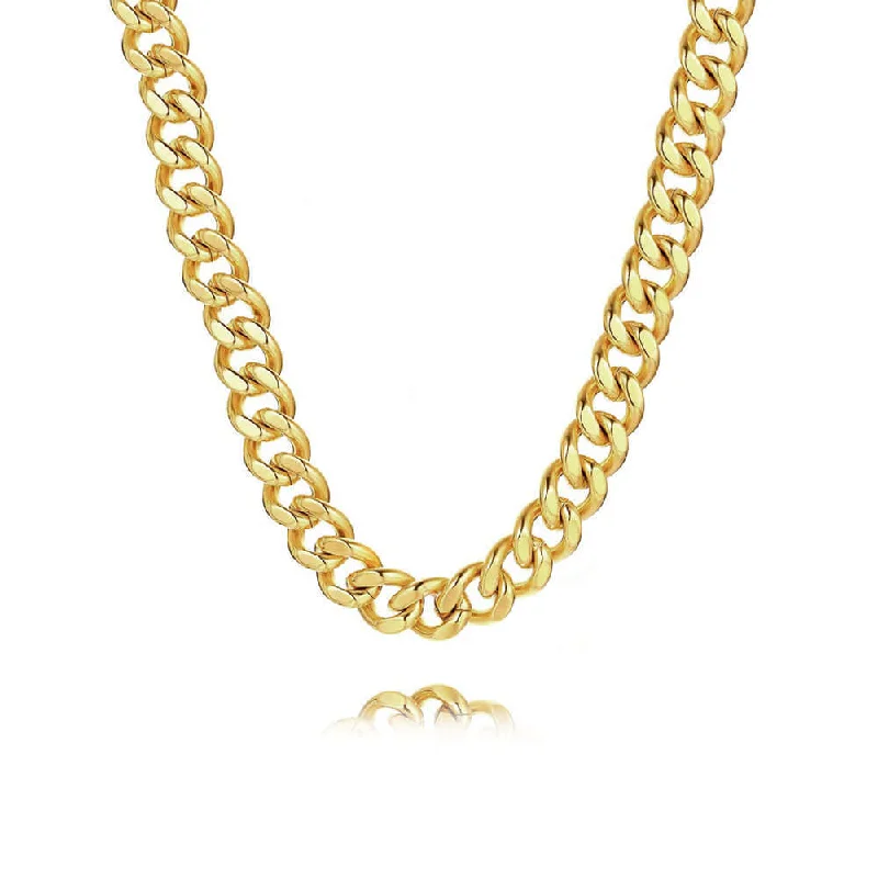 Beautiful necklaces and pendants with natural stones for an earthy, organic vibe-Cuban Chain 12/15mm Width 24K Gold Plated Chain Necklace Chain Bracelet