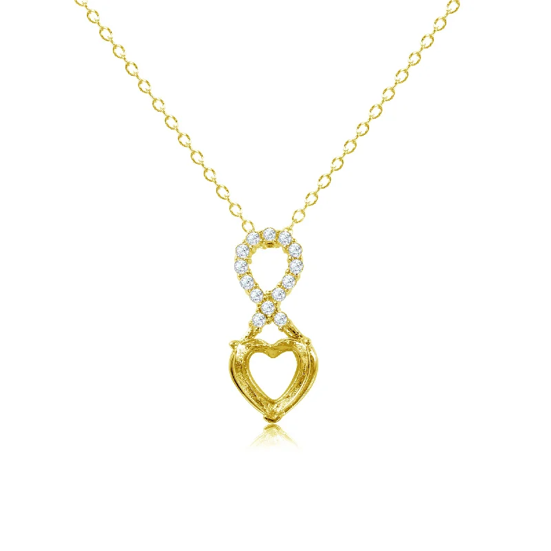 Best necklaces and pendants with butterfly pendants for a delicate, light style-Gold Plated 925 Sterling Silver Personalized Infinity Drop Heart Mounting Necklace with CZ - BGP01088GP