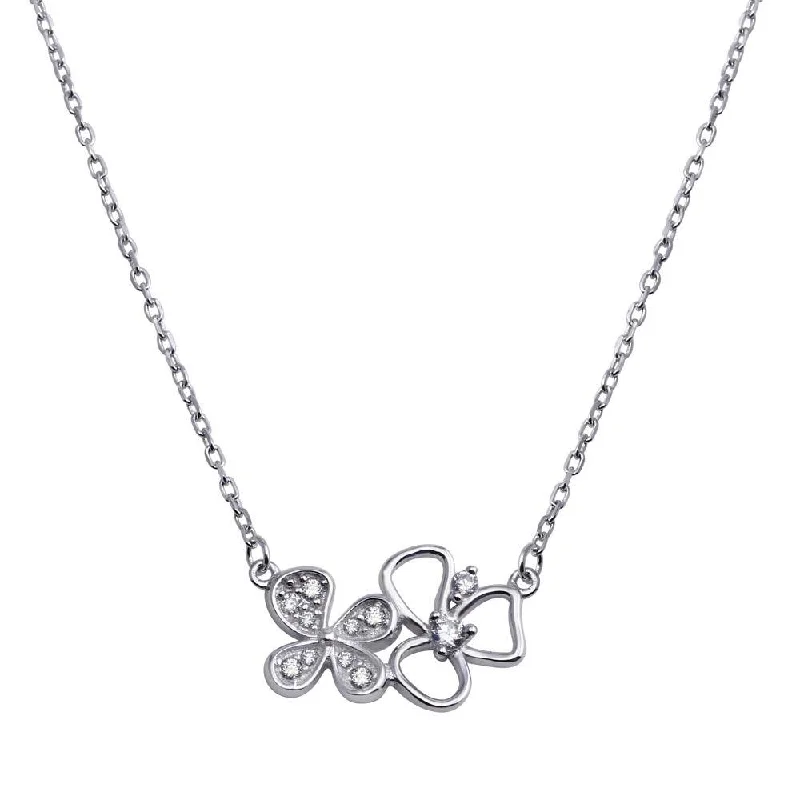 Beautiful necklaces and pendants with diamond-encrusted designs for maximum sparkle-Rhodium Plated 925 Sterling Silver Clover CZ Necklace - BGP01287