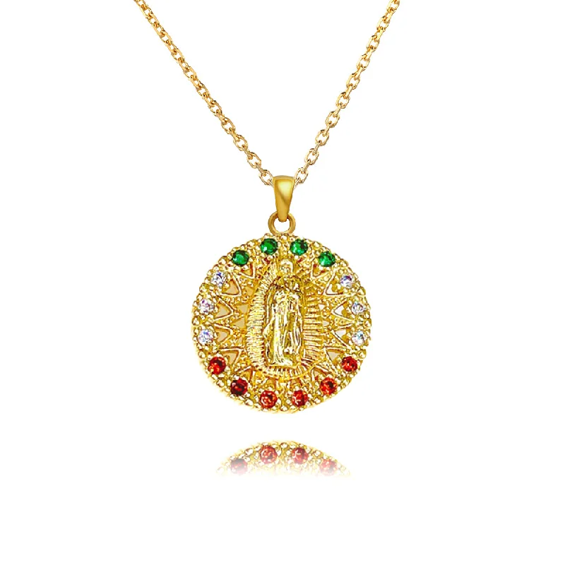 Stunning necklaces and pendants with chakra stones for healing and balance-Trendy Religious Jewelry Virgin Mary Gold Virgencita Necklace