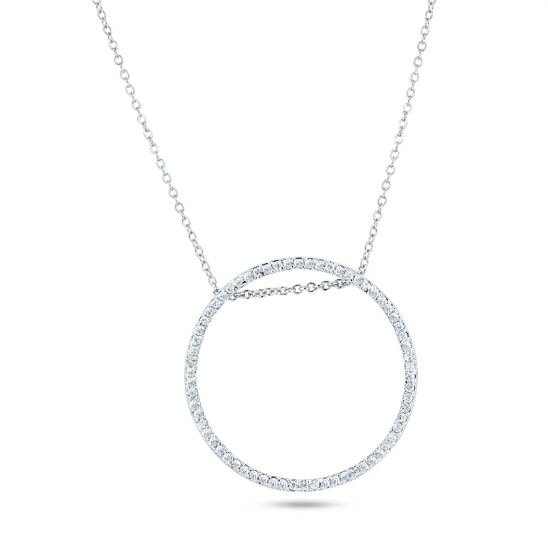 Best necklaces and pendants with turquoise stones for a vibrant boho-chic look-Clearance-Silver Rhodium Plated Open Circle CZ Necklace - STP00264