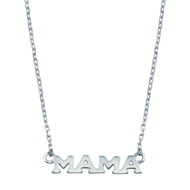 Necklaces and pendants with geometric pendants for a clean, contemporary design-Rhodium Plated 925 Sterling Silver MAMA Necklace - BGP01397