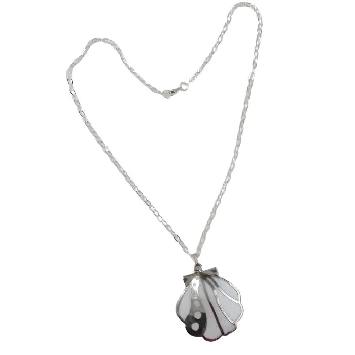 Best necklaces and pendants with opal and gold for a vibrant, luxurious contrast-White Scallop Shell Pendant Necklace