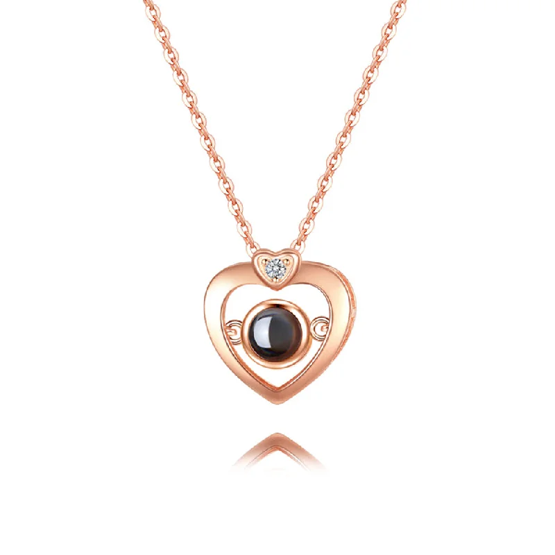 Best necklaces and pendants with matching earrings for a coordinated, elegant look-Romantic Heart Projective Photo for Girlfriend Necklace With Picture Inside