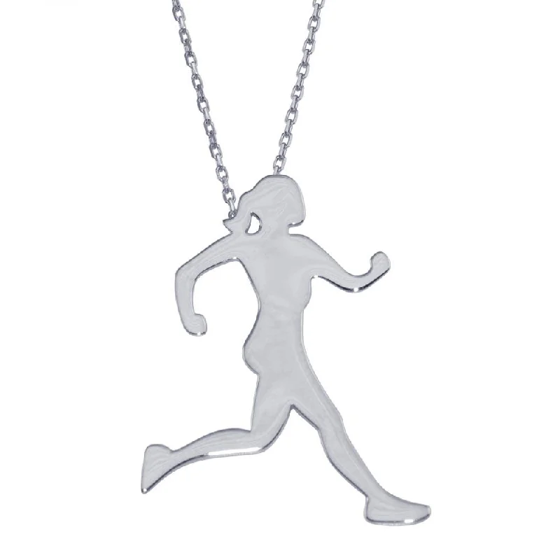 Elegant necklaces and pendants with onyx stones for a sleek, polished look-Rhodium Plated 925 Sterling Silver Runner Necklace - GMN00187RH