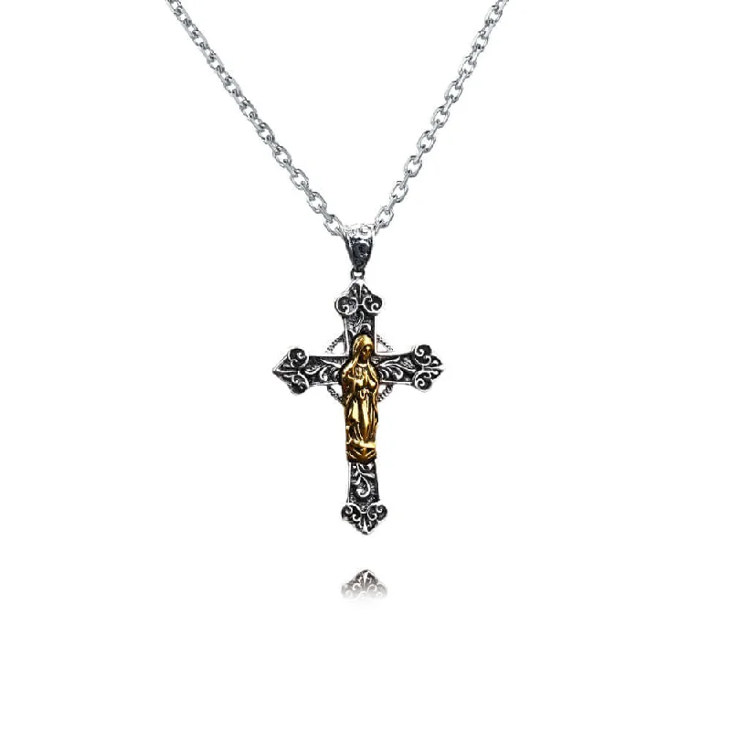 Best necklaces and pendants with black diamonds for an edgy, bold statement-S925 Silver Personalized Vintage Virgin Mary Cross Virgencita Necklace