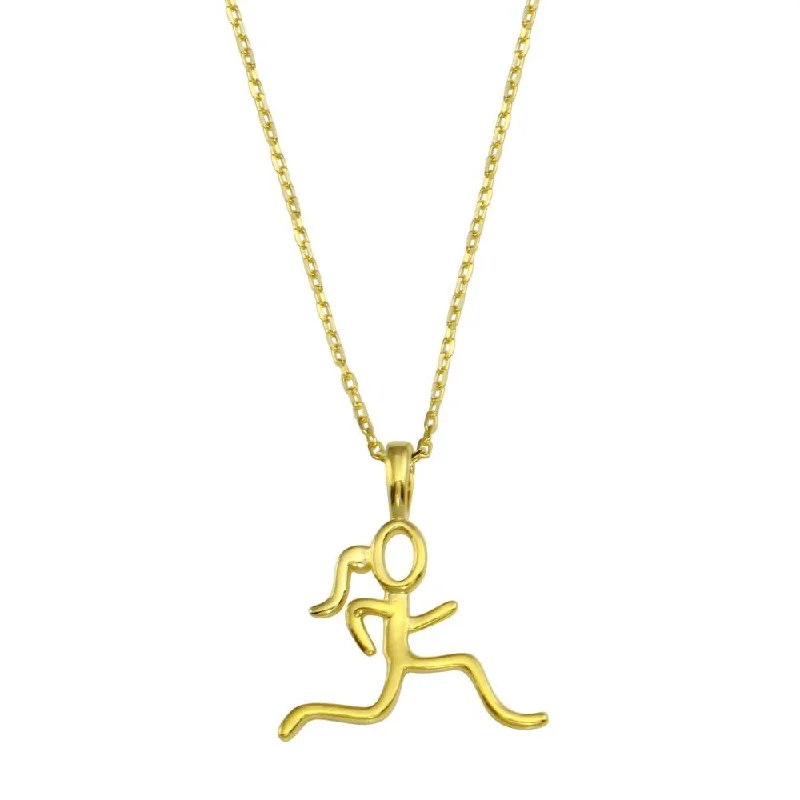 Necklaces and pendants with custom engravings for a personal, meaningful gift-Gold Plated 925 Sterling Silver Runner Necklace - GMN00186GP