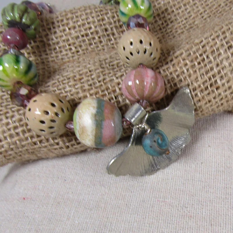 Stunning necklaces and pendants with birthstone pendants for a personal touch-Whimsical Handmade Artisan Bead Necklace