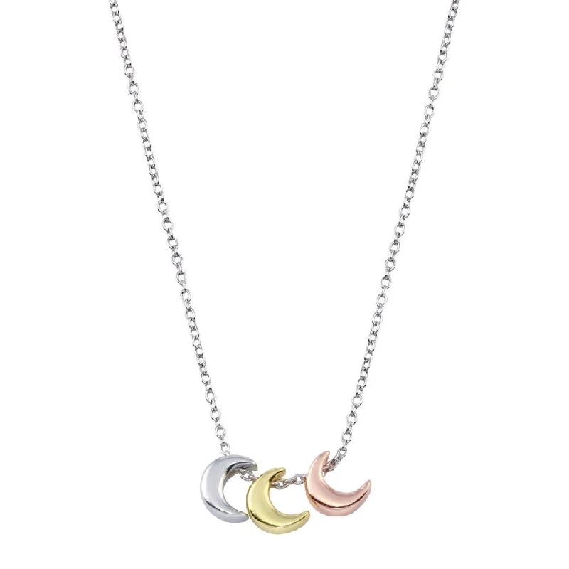 Beautiful necklaces and pendants with diamond-encrusted designs for maximum sparkle-Rhodium Plated 925 Sterling Silver Multi Color Moon Necklace  - STP01795