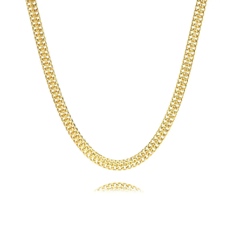 Beautiful necklaces and pendants with geometric shapes for a modern, artistic design-18K Gold Plated Double Row Women Chain Necklace