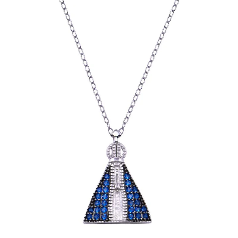 Necklaces and pendants with angel wing motifs for a spiritual, meaningful design-Rhodium Plated 925 Sterling Silver Our Lady of Aparecida CZ Necklace - BGP01431