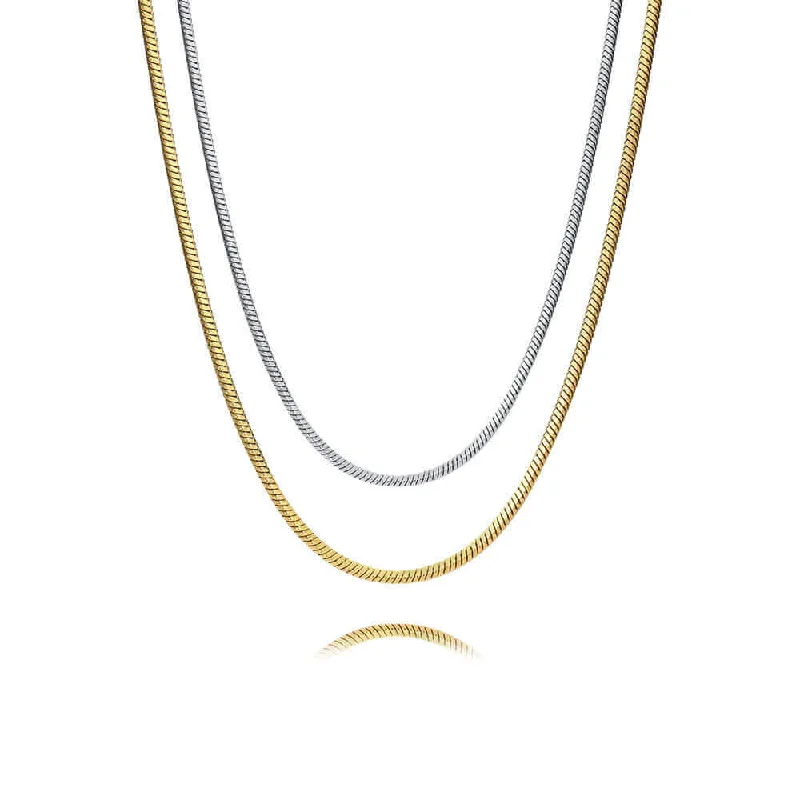 Best necklaces and pendants with glowing moonstone for an ethereal glow-18K Gold Plated No-tarnish Medical Grade Titanium Collarbone Snake Multi Layer Chain Necklace