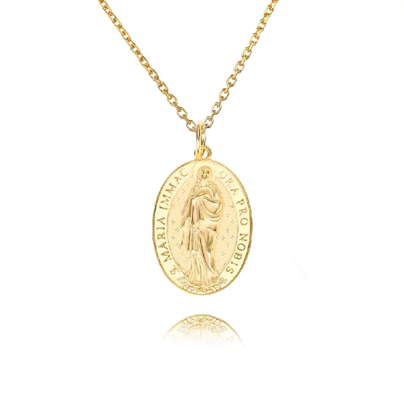 Necklaces and pendants with celestial starburst designs for a radiant look-Trendolla Virgin Mary Gold Virgencita Necklace