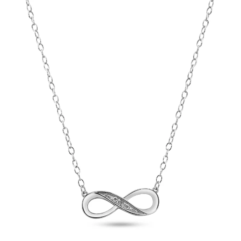 Best necklaces and pendants with layered designs for a chic, stacked look-Rhodium Plated 925 Sterling Silver Infinity Design Diamond Necklaces - BGP01473