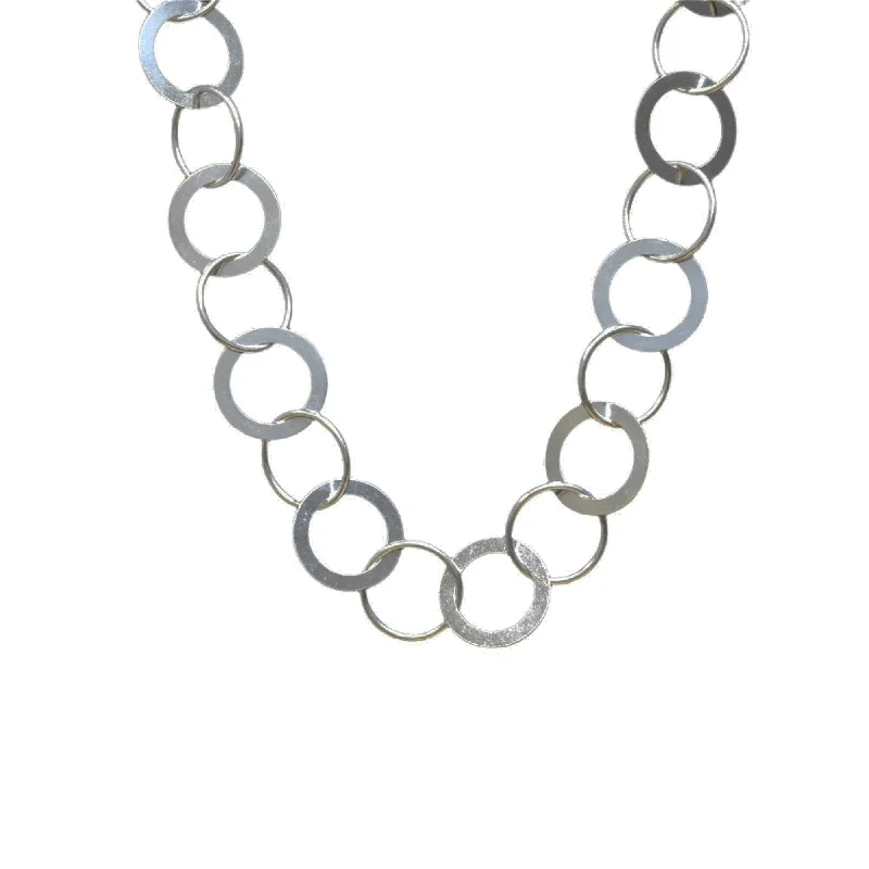 Necklaces and pendants with abstract shapes for a modern, creative appearance-High Polish 925 Sterling Silver Multi Ring Necklace- SPN00020