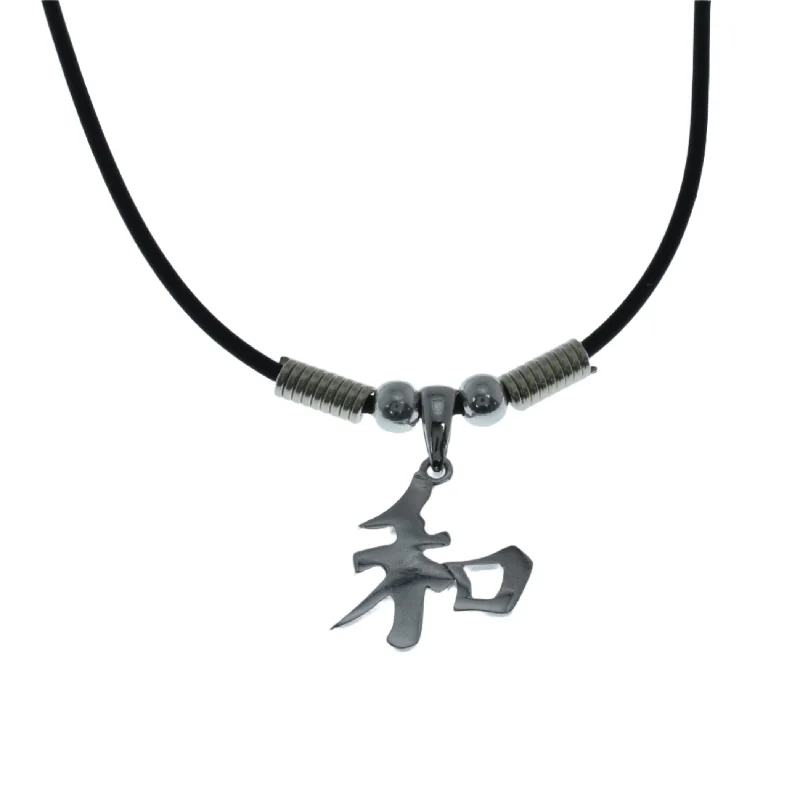 Beautiful necklaces and pendants with geometric shapes for a modern, artistic design-925 Sterling Silver Chinese Character Peace Rubber Necklace- SPN00001